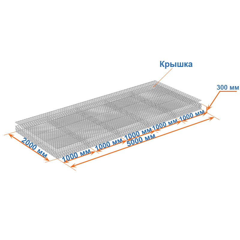 Габион матрац ГСИ-М 5х2х0,3 оцинкованный, Ø проволоки 3,0 мм, размер ячейки 8х10 см фото