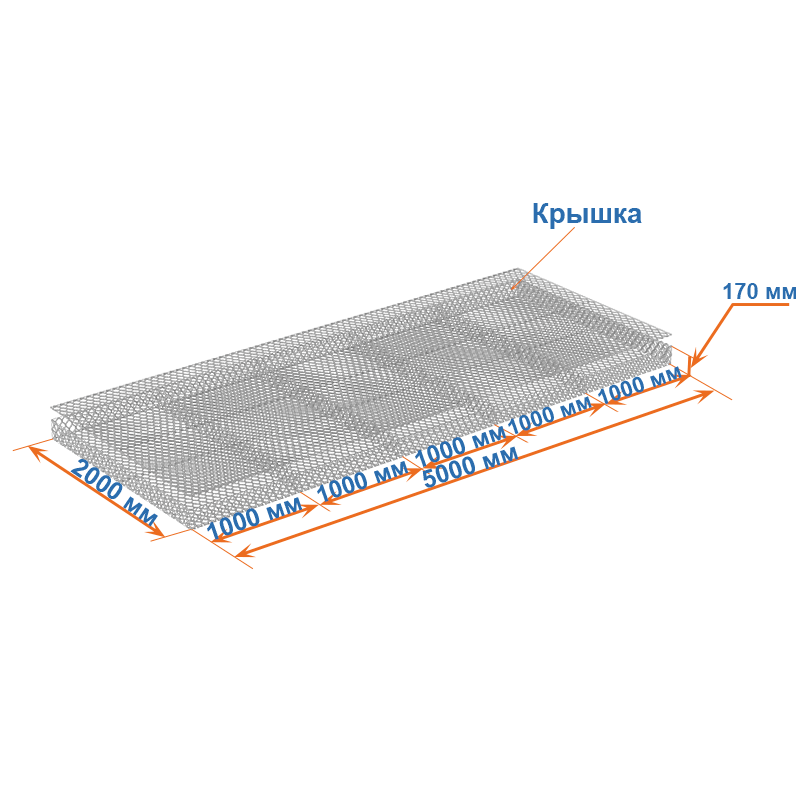Габион матрац ГСИ-М 5х2х0,17 оцинкованный / ЦП, Ø проволоки 2,4/3,4 мм, размер ячейки 6х8 см фото