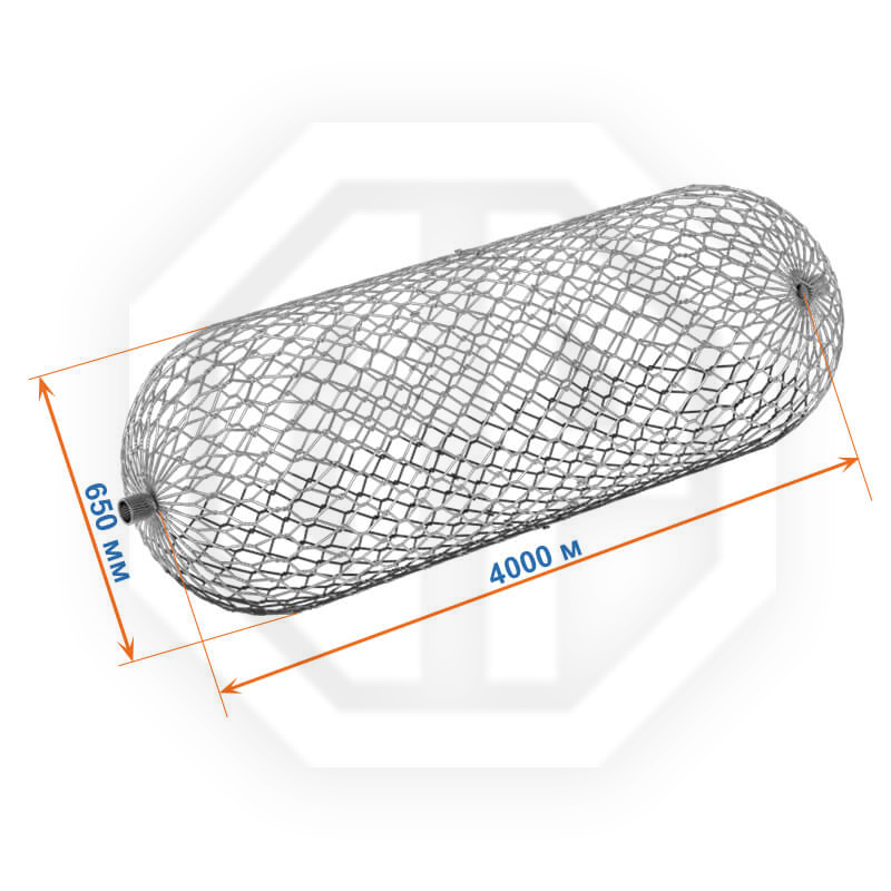 Габион цилиндрический 4х0,65х1,32 оцинкованный, Ø проволоки 3,0мм, размер ячейки 8х10 см фото